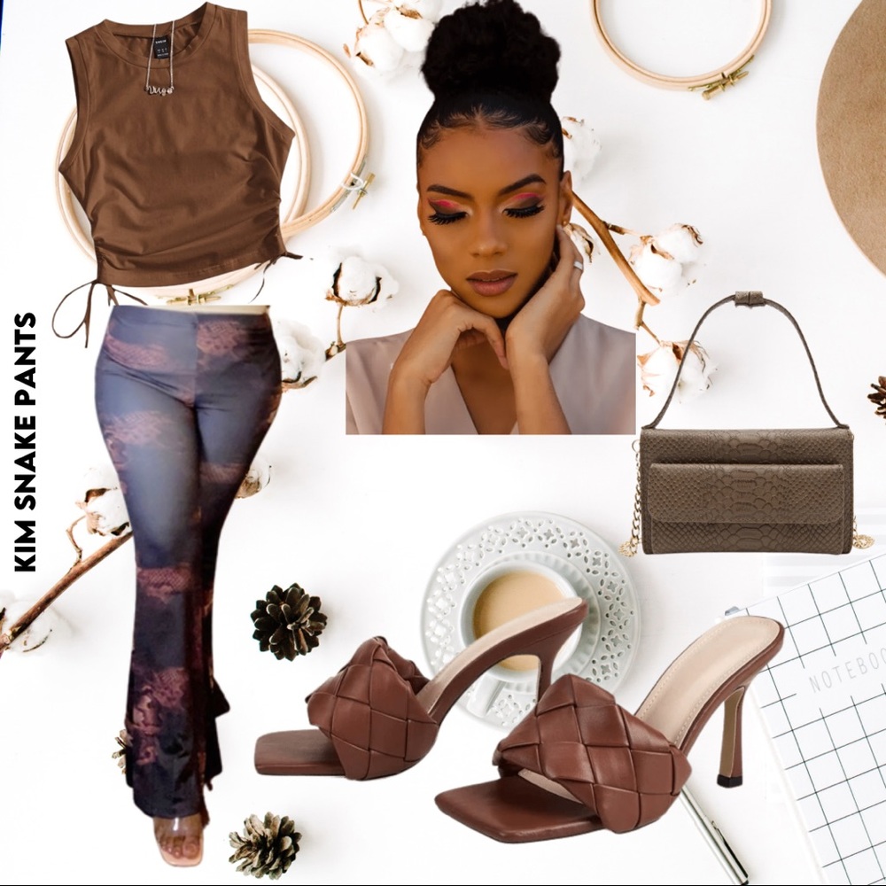 Snake skin pants with flare bottom